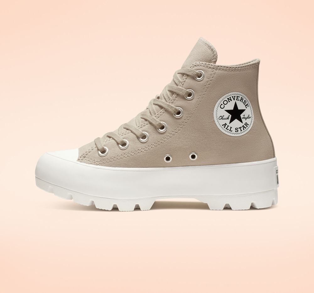 Tenis Converse Chuck Taylor All Star Lugged Cano Alto Mulher Bege/Branco 378065NEK